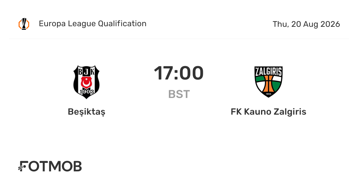 Beşiktaş, FK Kauno Zalgiris ile Avrupa Ligi Ön Elemesinde Karşılaşıyor