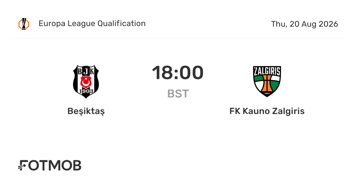 Beşiktaş, FK Kauno Zalgiris ile Avrupa Ligi Ön Elemesinde Karşılaşıyor